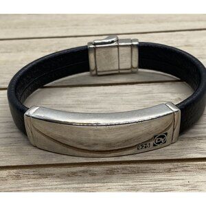 David Yurman Leather Sterling Silver 925 Bracelet 7.25"